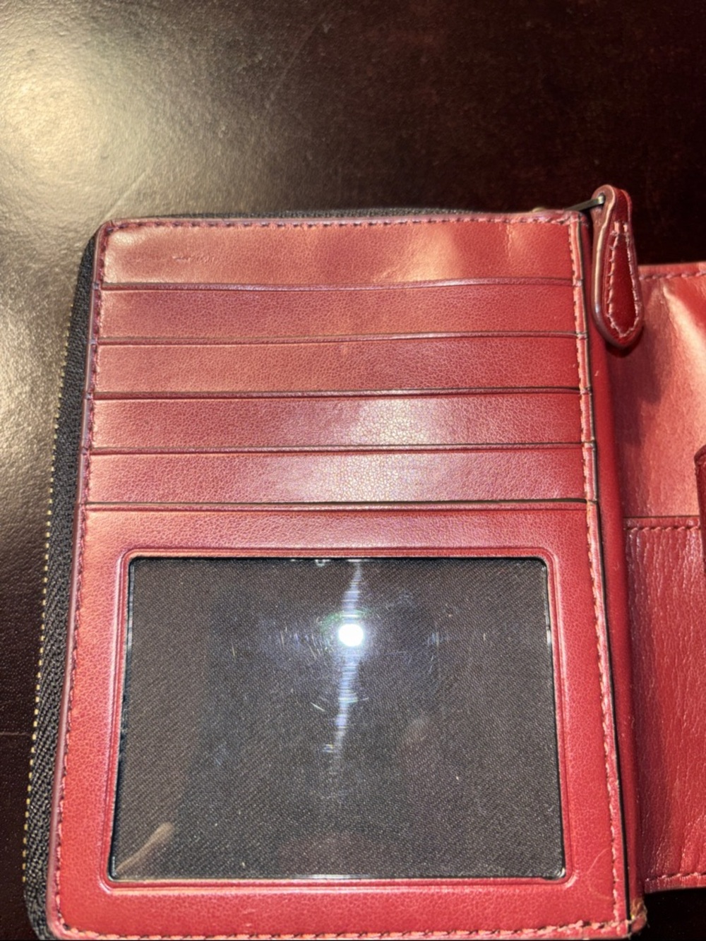 Coach Red Leather Button-Flap Wallet - Picture 6 of 6